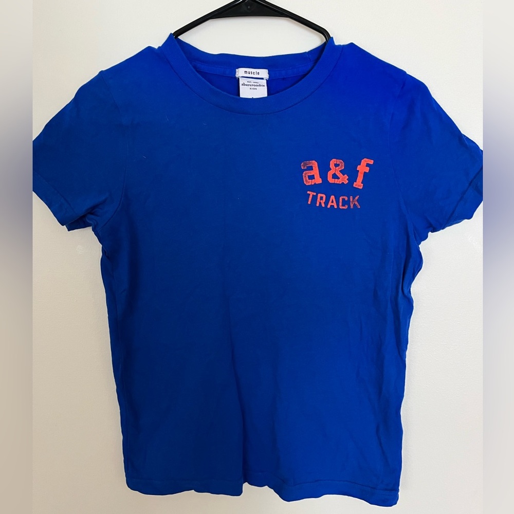 Abercrombie kids graphic T-shirt blue & Orange running graphic muscle fit L